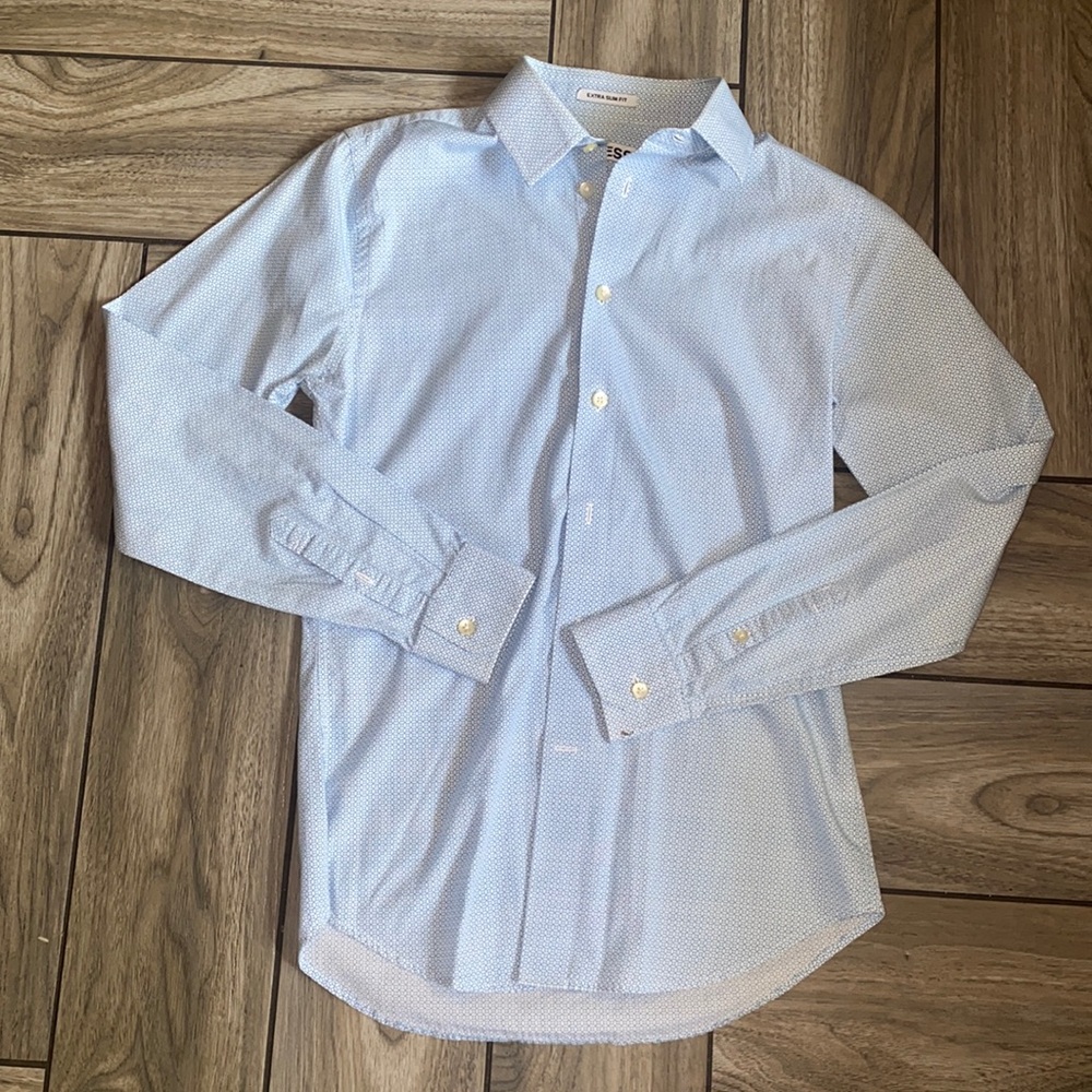 Blue and White Button Up